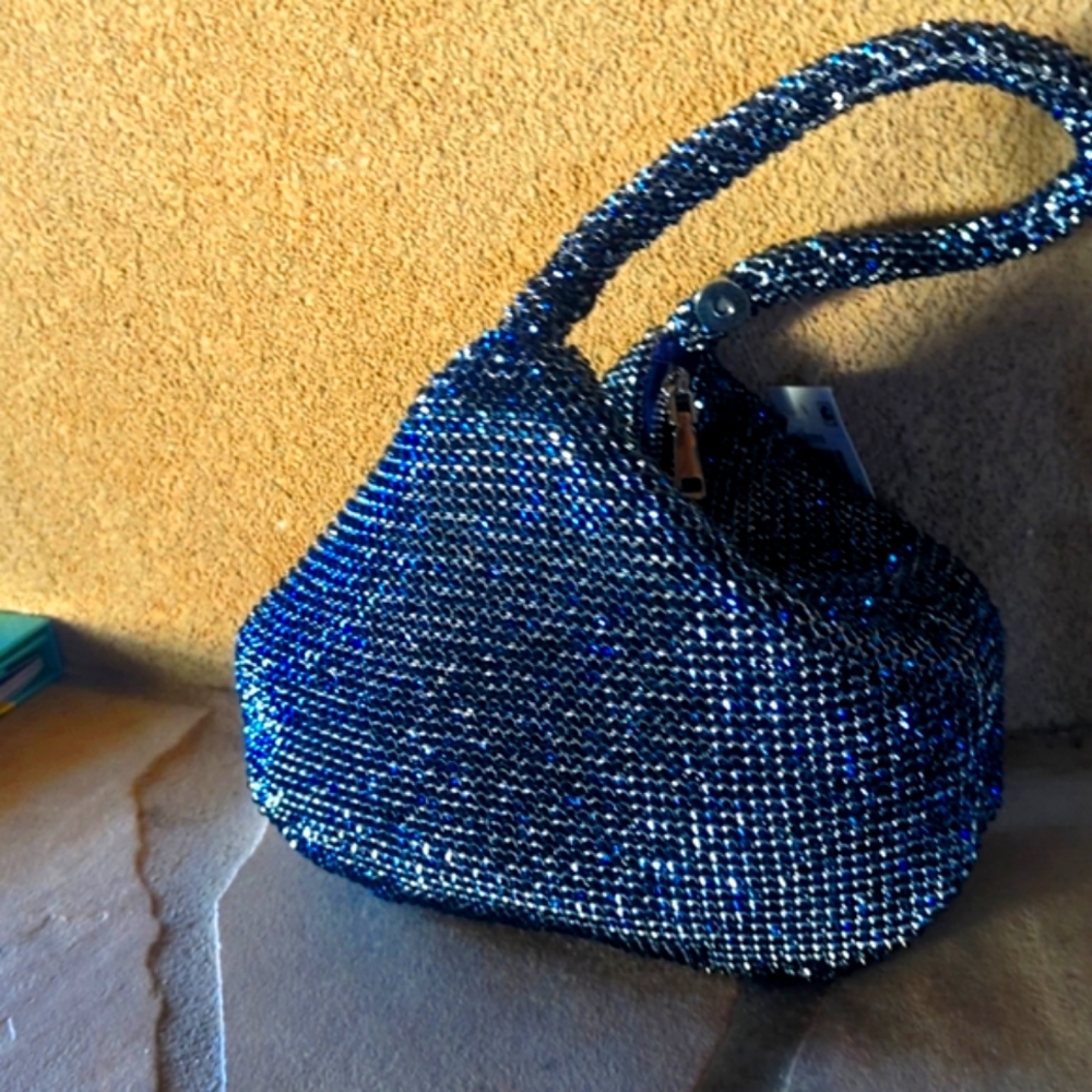 INC DORIS Cocktail wristlet. Blue sequin BRAND NEW